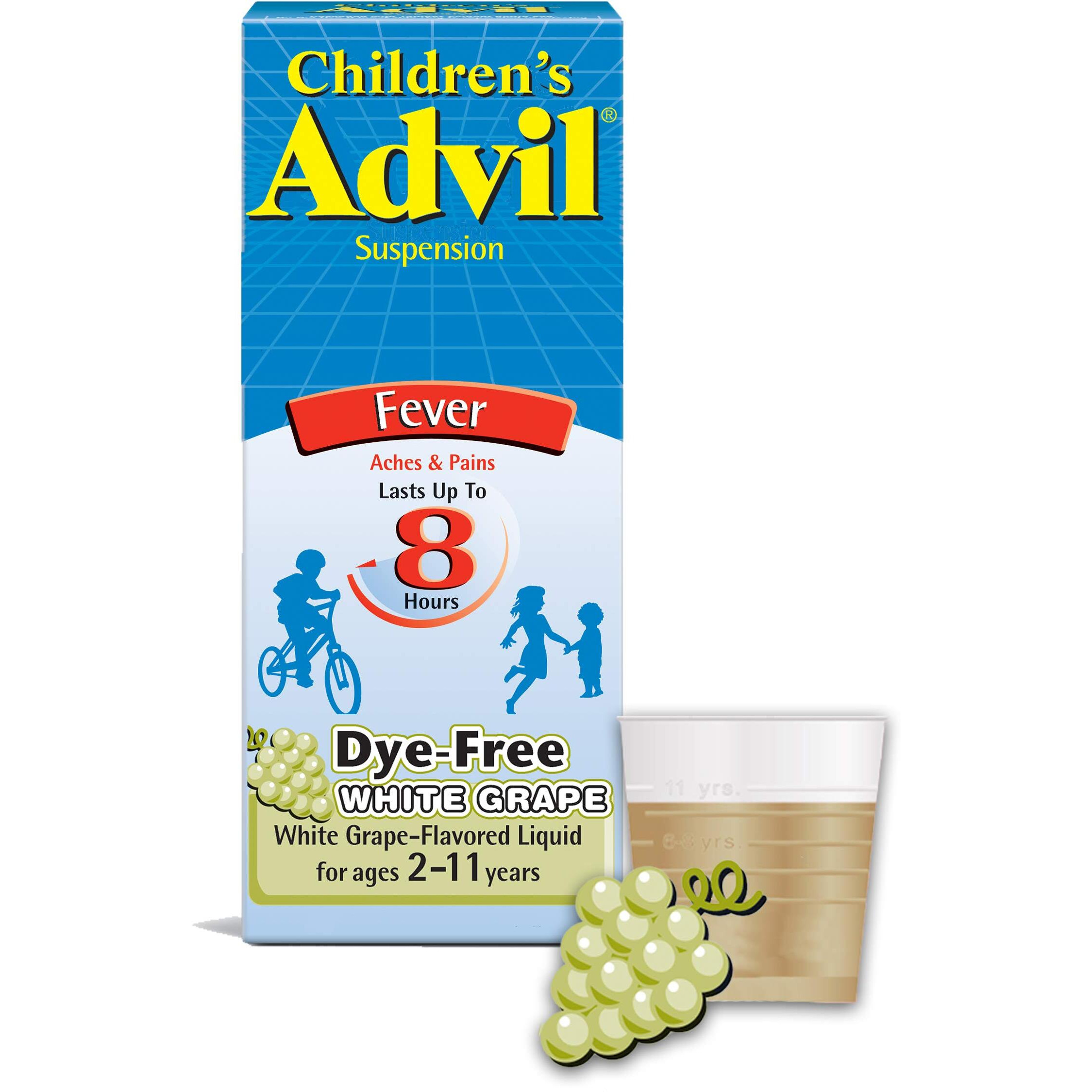 Childrens Advil Liquid Pain Relief Medicine and Fever Reducer, 100 Mg Children's Ibuprofen for Ages 2-11, White Grape - 4 Fl Oz