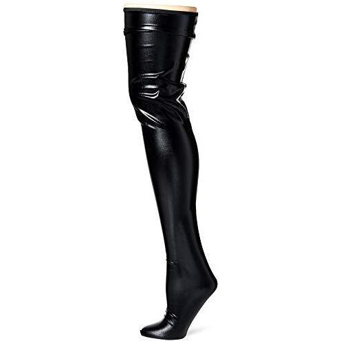 WET LOOK THIGH HIGH BLACK OS