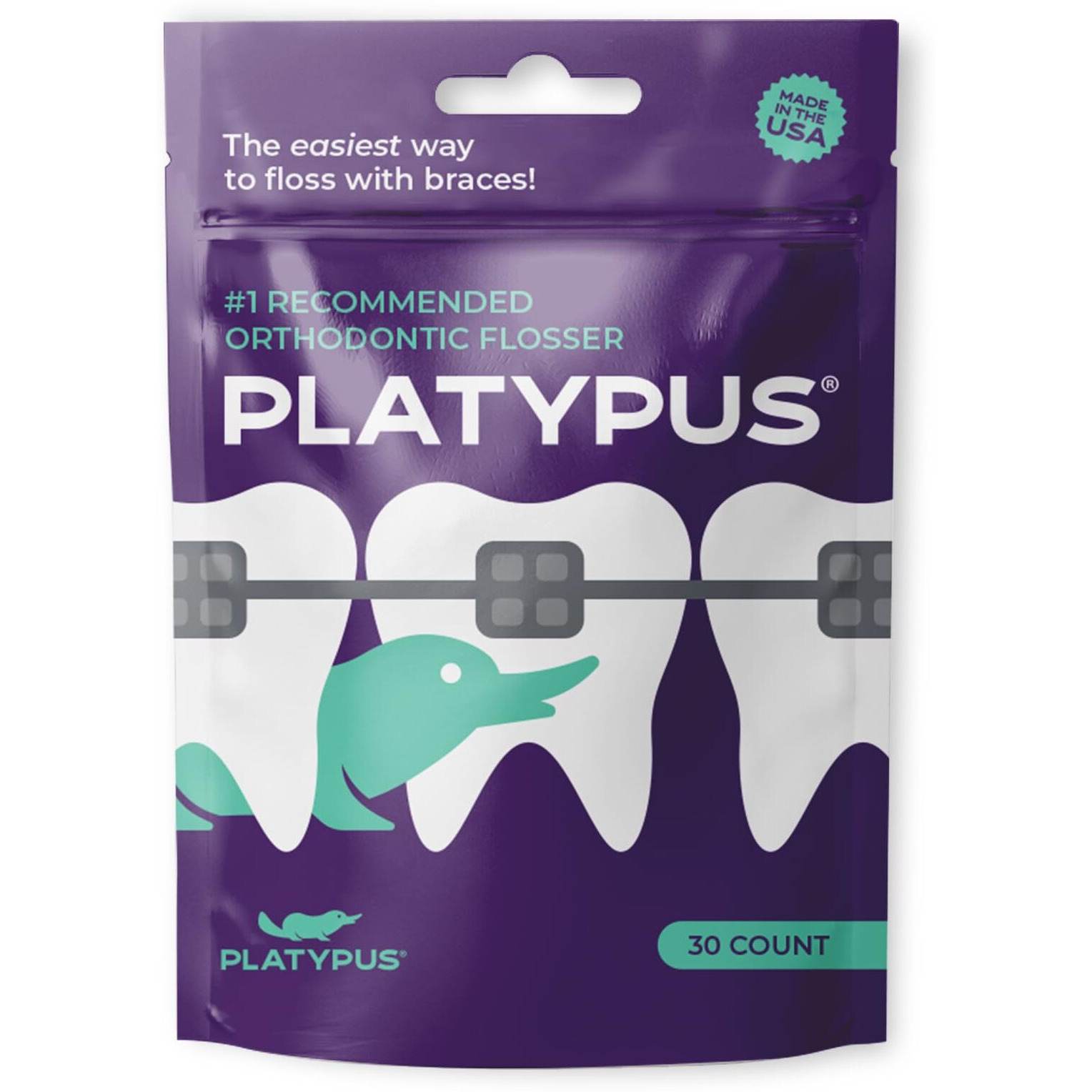 Orthodontic Flossers by Platypus for Unisex - 30 Count Floss