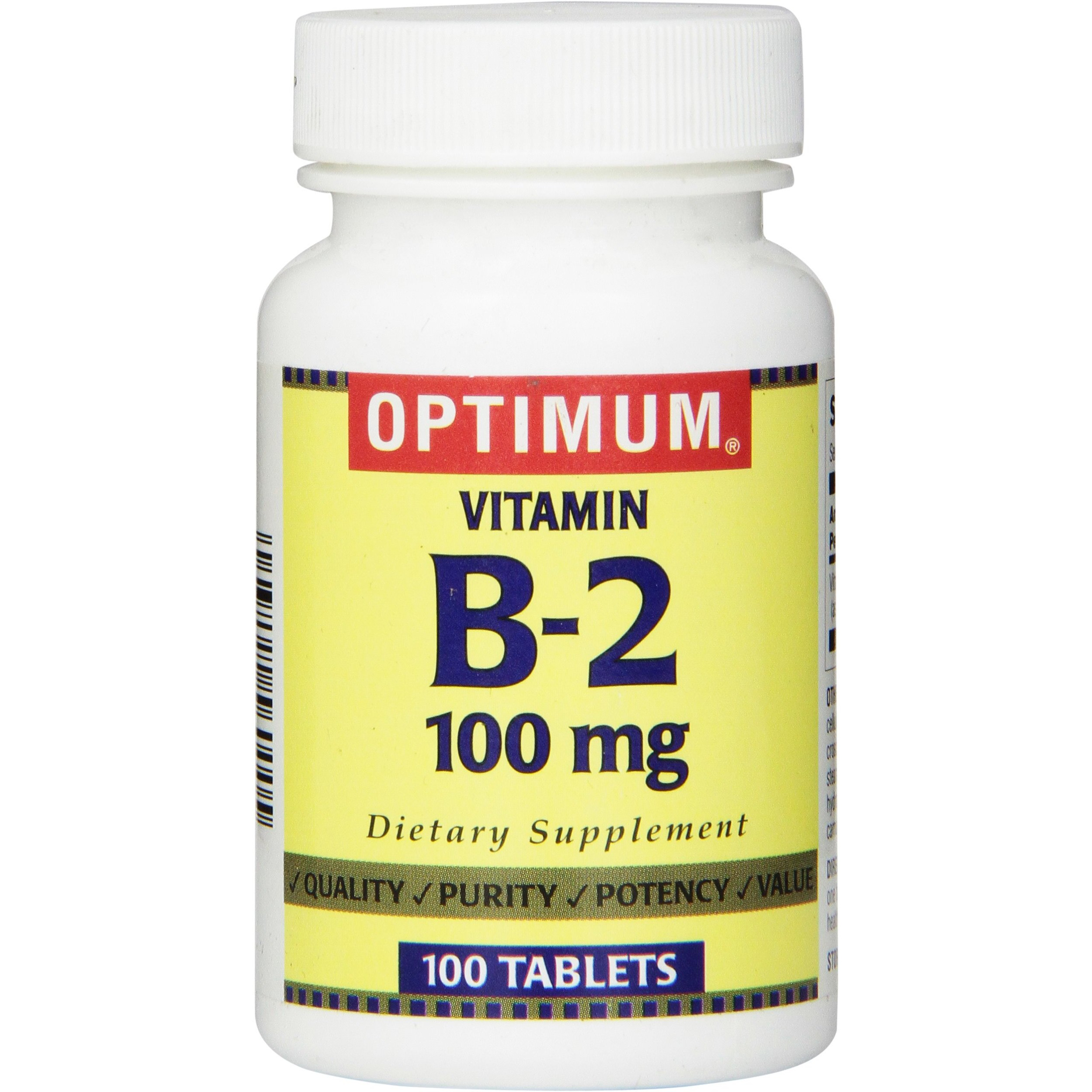 Optimum Vitamin B-2 Tablets, 100 Mg, 100 Count
