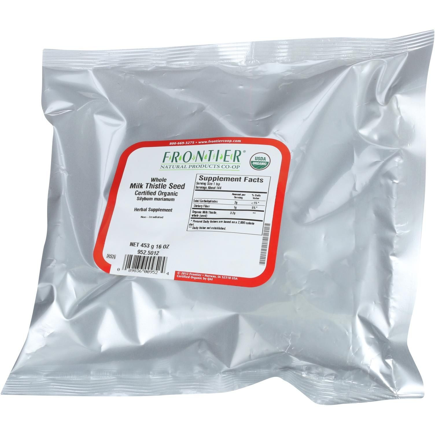 Frontier Herb Milk Thistle Organic Whole - Single Bulk Item - 1lb(D0102H5W3JT)