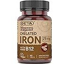 Deva Nutrition Vegan Chelated Iron 29 mg Fortified with B-12 - High Potency, Easy to Swallow - 90 Tablets, 1-Pack