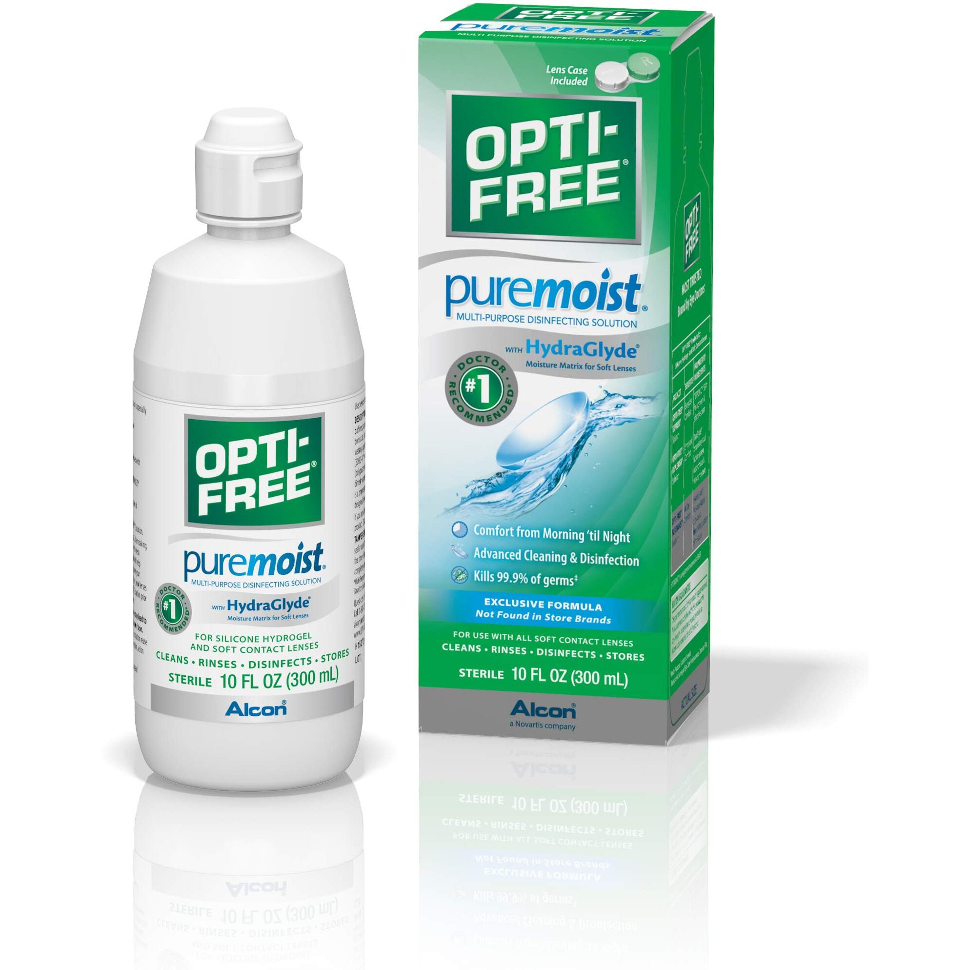 Opti-Free Puremoist Multi-Purpose Disinfecting Solution with Lens Case, 10-Ounces, 10 FL Oz (Pack of 1)