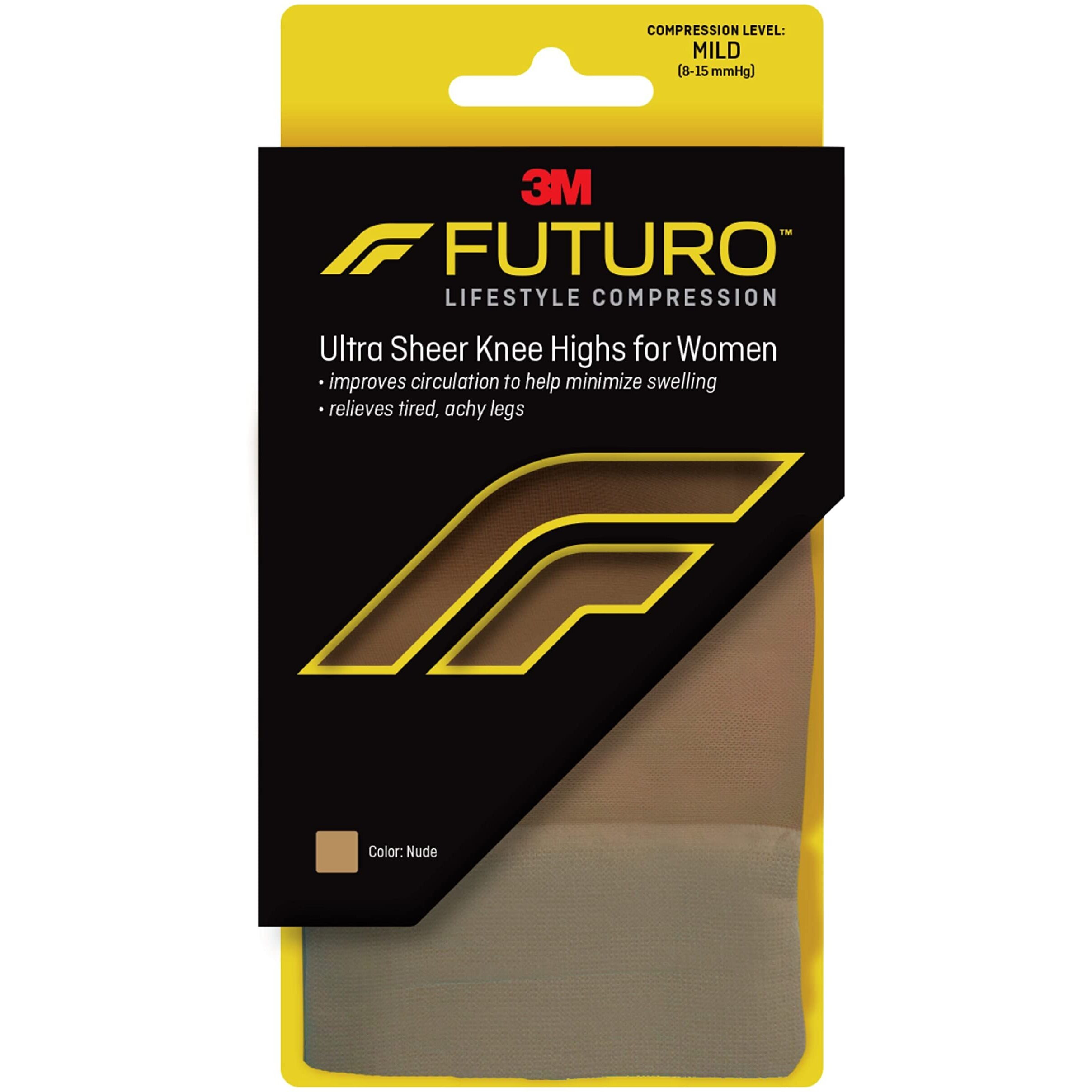 FUTURO Ultra Sheer Knee Highs for Women, Medium, Nude, Mild (8-15 mm/Hg)
