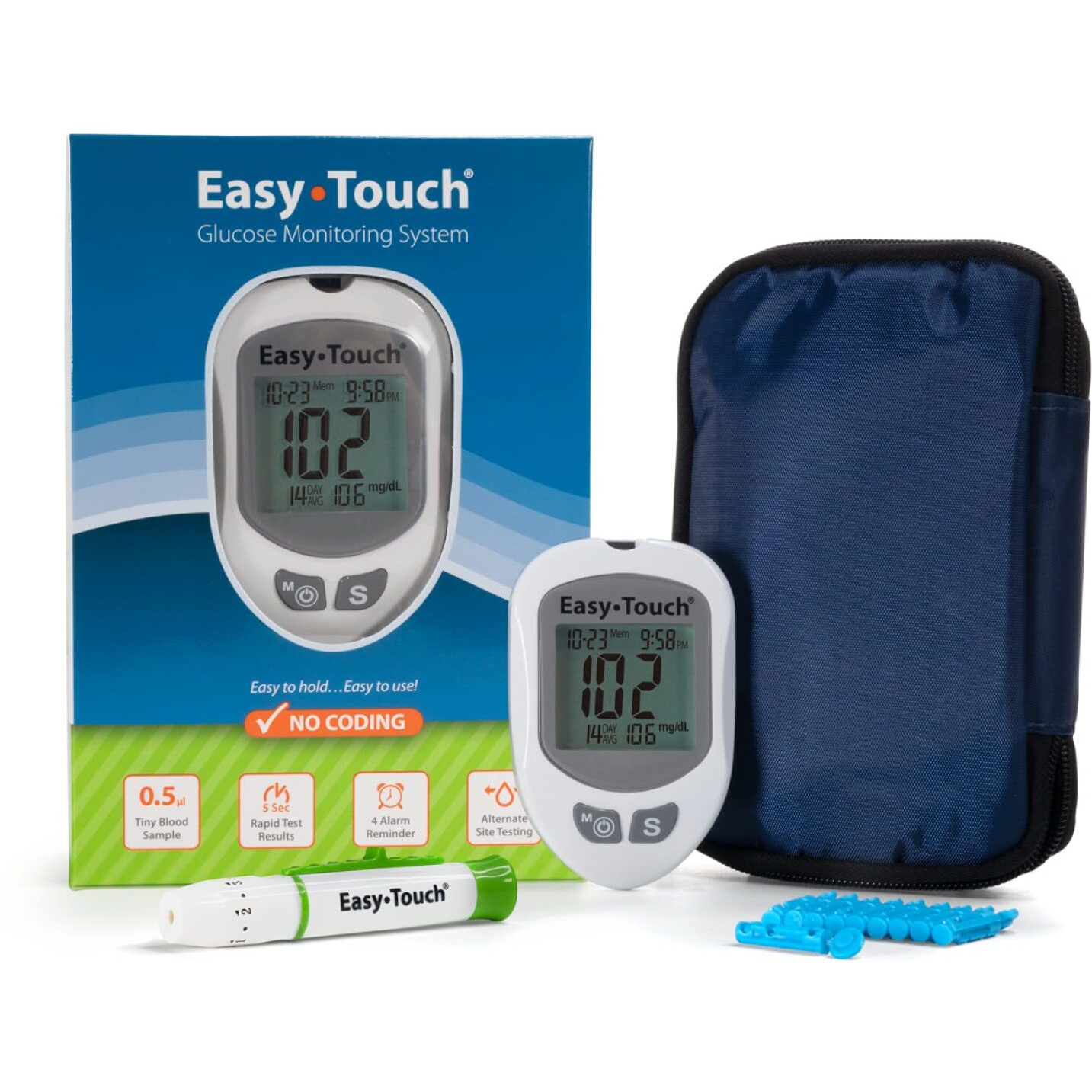 EasyTouch Glucose Monitoring System with 1 Meter, 10 Twist Lancets, 1 Lancing Device