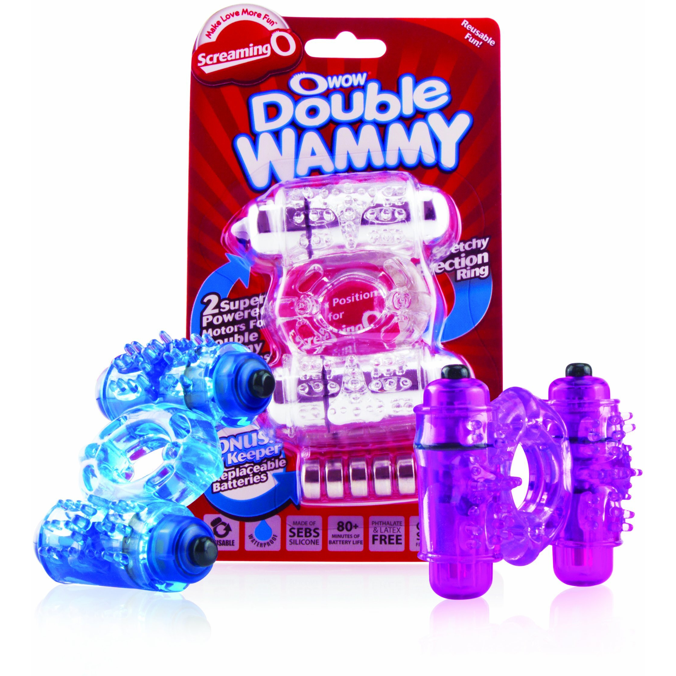 O Wow Double Wammy Blue Vibrating Ring(D0102H7X5IG.)