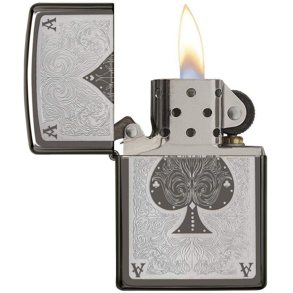 Zippo Windproof Lighter Ace Filagree Black Ice Finish