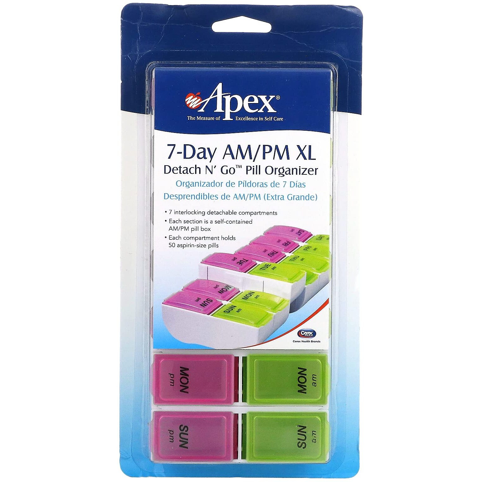 DSS 7-Day AM/PM Extra Large Detach N' Go Pill Organizer Each One