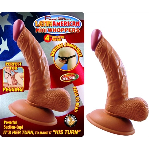 Latin American Mini Whopper 4 inches Curved Dong, Balls Brown(D0102H7HCUG.)