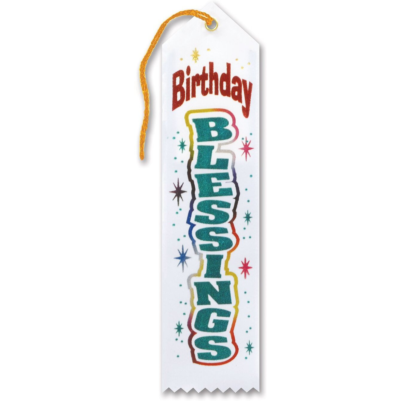 White Birthday Blessings Ribbon