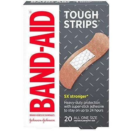 Band-Aid Brand Tough Strips Adhesive Bandage for Minor Cuts & Scrapes, All One Size, 20 ct