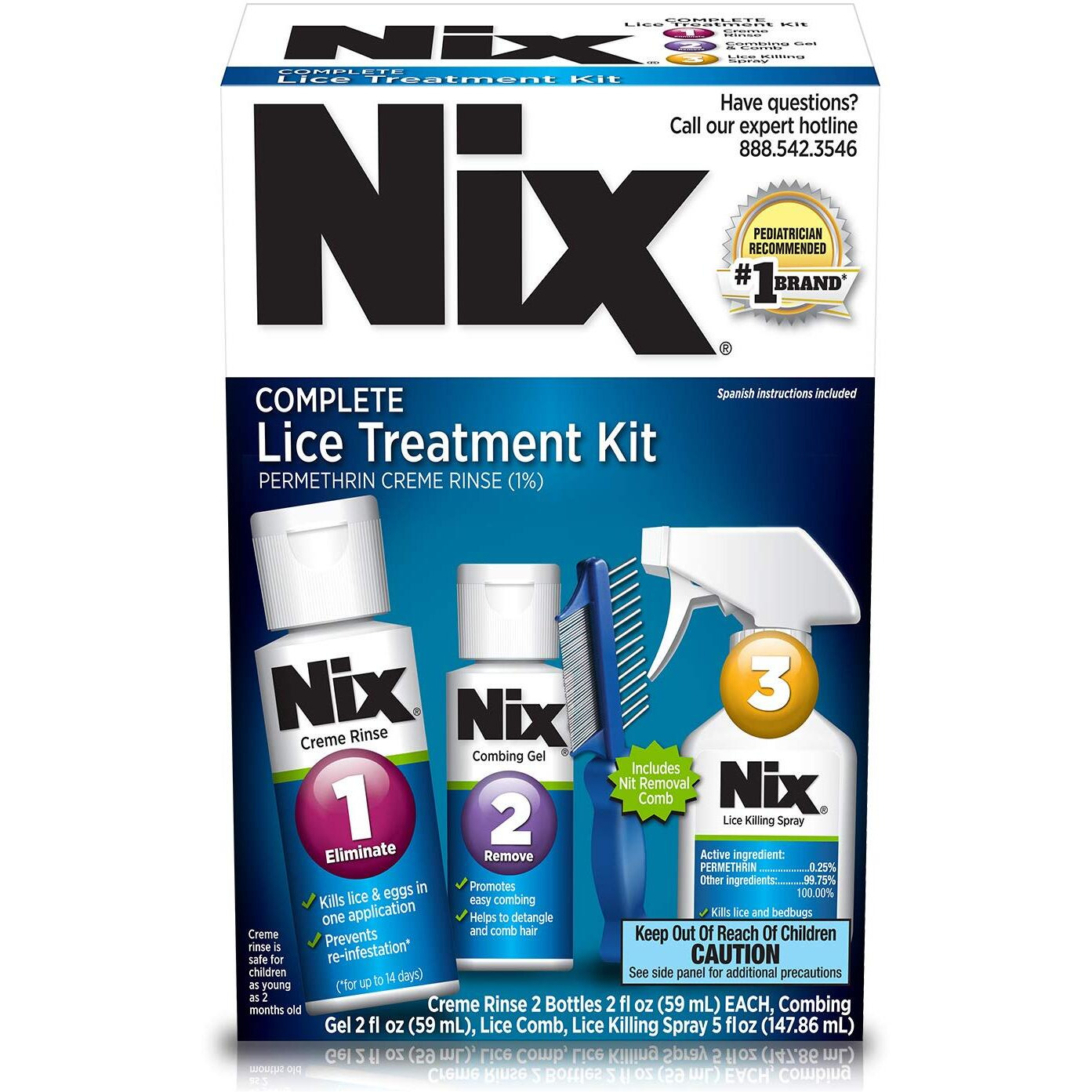 Nix Complete Lice Treatment Kit, Lice Treatment for Hair, Lice Spray for Home, Lice Comb