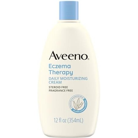 Aveeno Eczema Therapy Daily Moisturizing Body Cream for Sensitive Skin, Soothing Eczema Relief Cream, Colloidal Oatmeal & Ceramide for Dry & Itchy Skin, Steroid- & Fragrance-Free, 12 oz