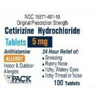 1156853 PT 2869956 Tablet Antihistamine Cetirizine HCl 5mg 100/Bt Made by Pack Pharmaceuticals