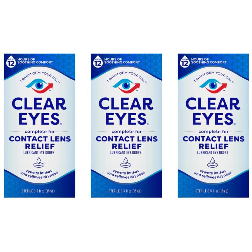Clear Eyes Contact Lens Relief Soothing Eye Drops 0.50 oz (Pack of 3)