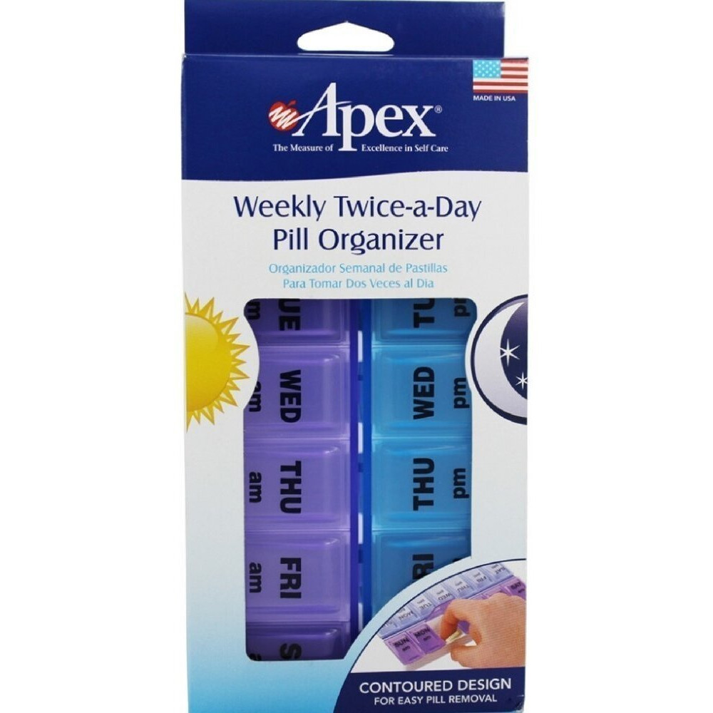 Apex Twice-A-Day Weekly Pill Organizer, Model No  70059 - 1 Set ( Pack of 3 )