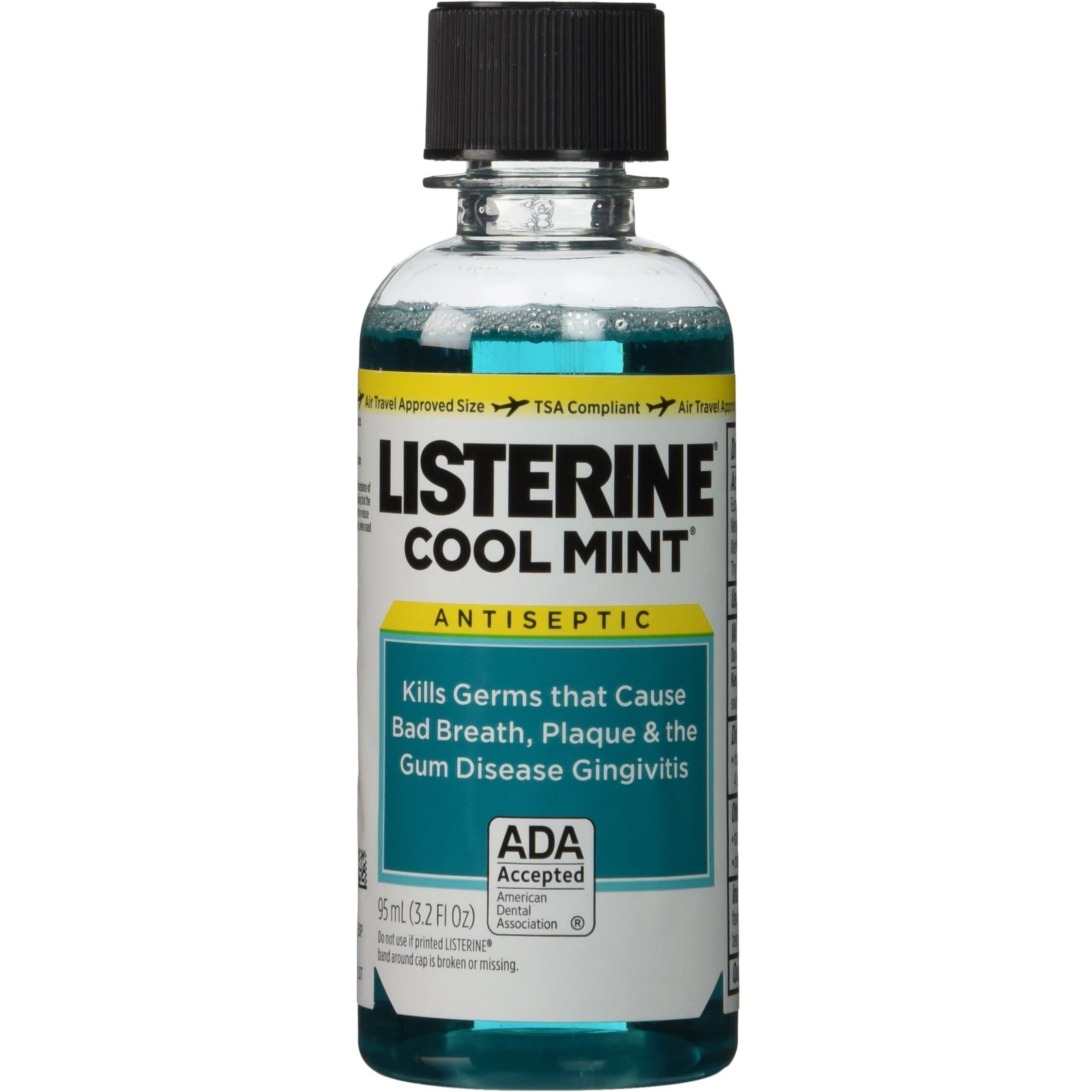 Listerine Cool Mint Antiseptic Mouthwash Travel Size 3.2 Ounces (Pack of 6)
