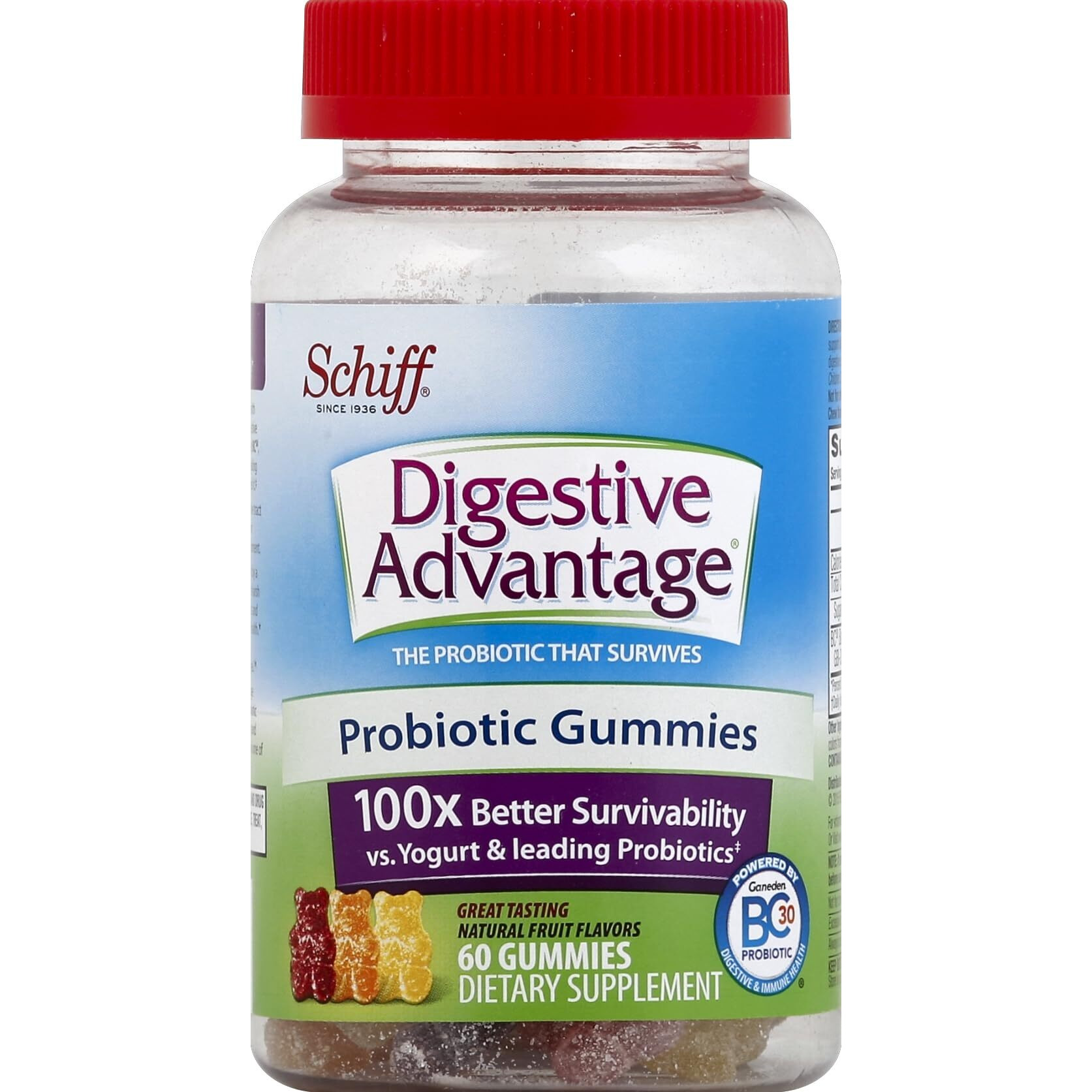 Schiff Sustenex Probiotic Gummies Assorted Fruit Flavors - 60 Gummies