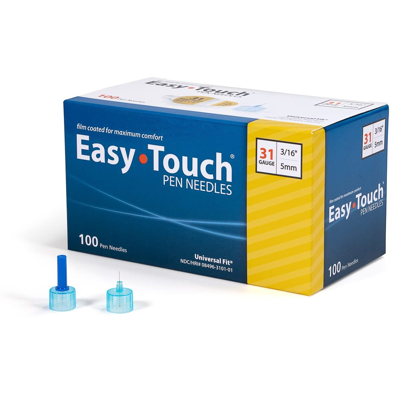 Easy Touch Insulin Pen Needles 31G, 3/16-Inch (5mm), Box of 100