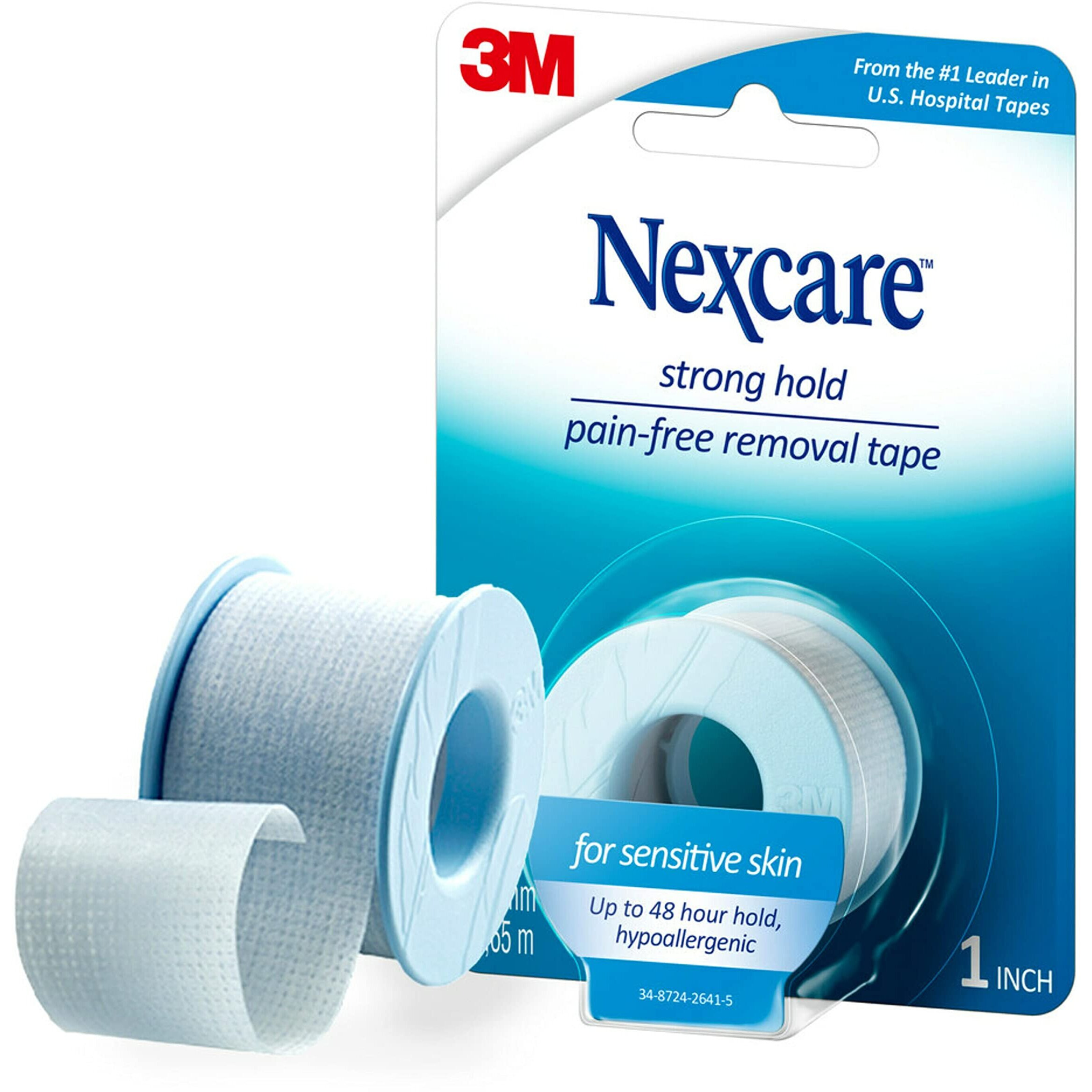 Nexcare Strong Hold Pain-Free Removal Tape, Silicone Adhesive, Secures Dressing and Lifts Away Cleanly - 1 In x 4 Yds, 1 Roll of Tape