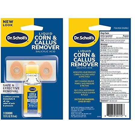 Dr. Scholl's Liquid Corn & Callus Remover, 0.33 Ounce // Removes Corns & Calluses Fast with Cushions That Provide Protection Against Shoe Pressure and Friction for All-Day Pain Relief