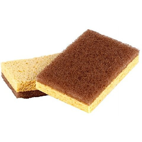 Full Circle Walnut Scrubber Sponges, Yellow, 2ct, 2pk