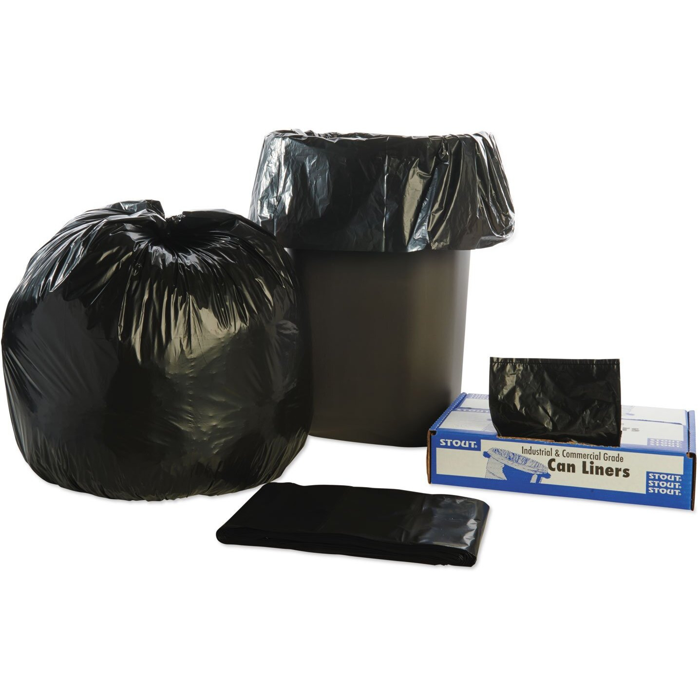 Stout Recycled Content Trash Bags - 33 gal/75 lb Capacity - 33" Width x 40" Length - 1.50 mil (38 Micron) Thickness - Brown - 100/Carton - Office, Industry, Home