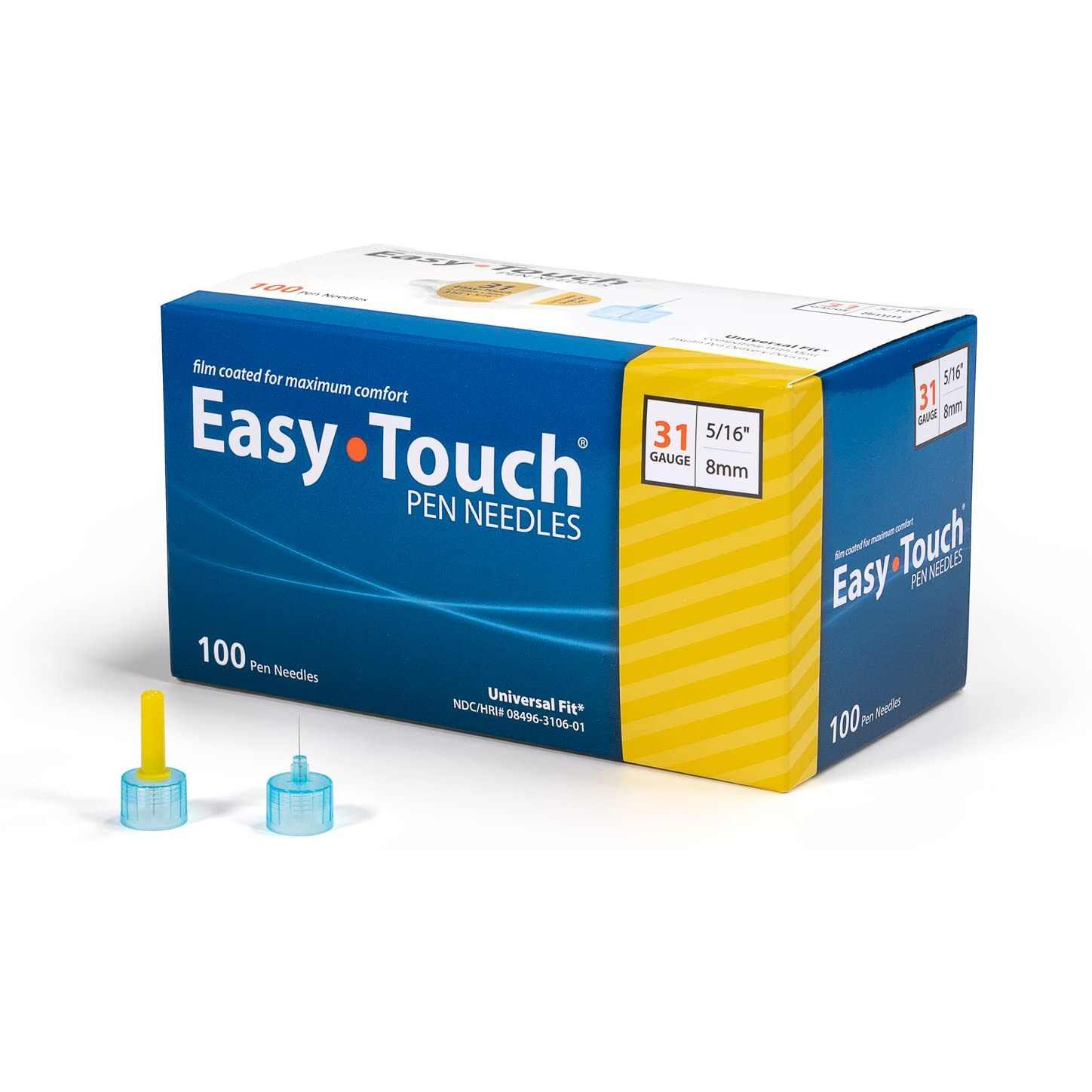 Easy Touch Insulin Pen Needles, 31G, 5/16-Inch/8mm, Box of 100