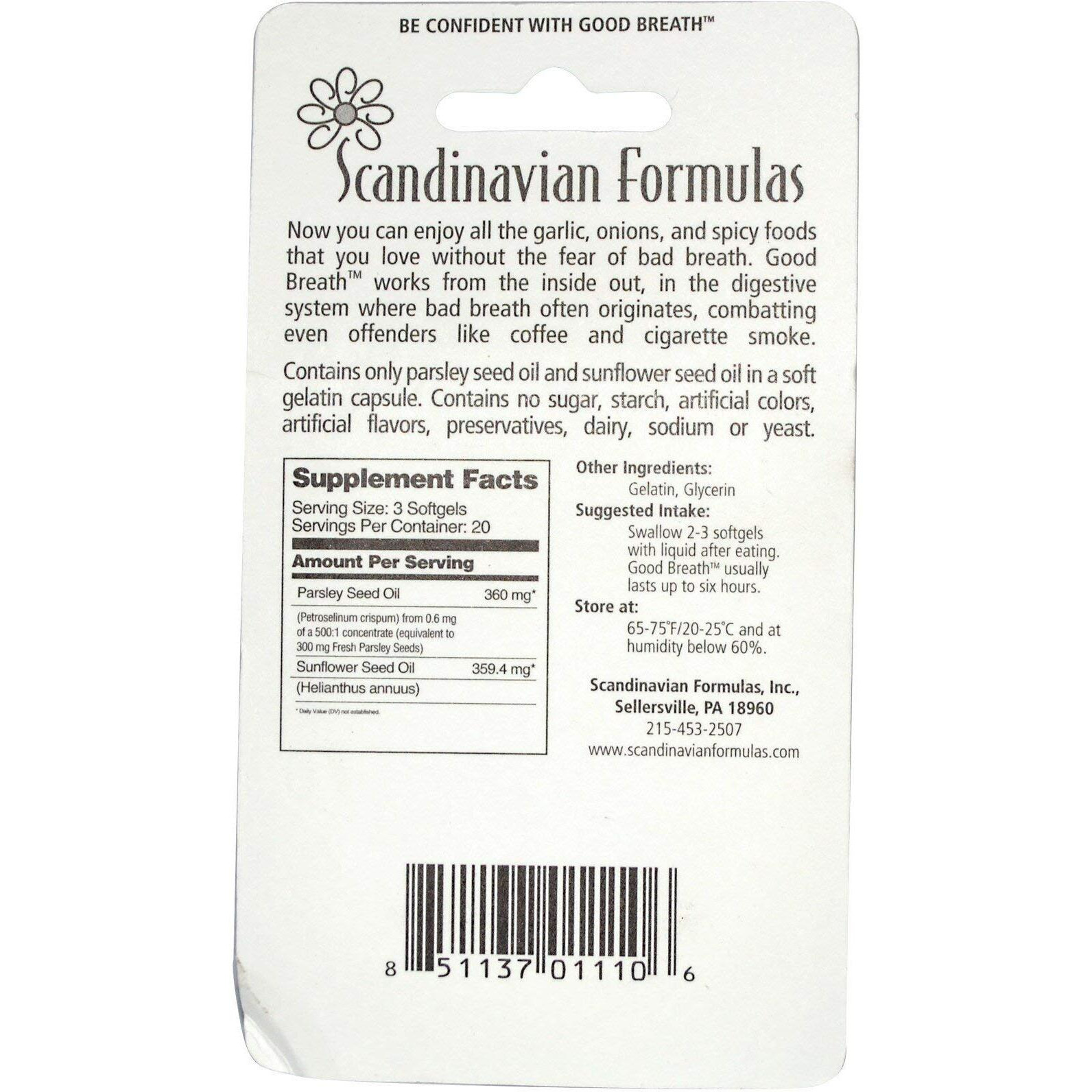 Scandinavian Formulas Good Breath 60 Softgels