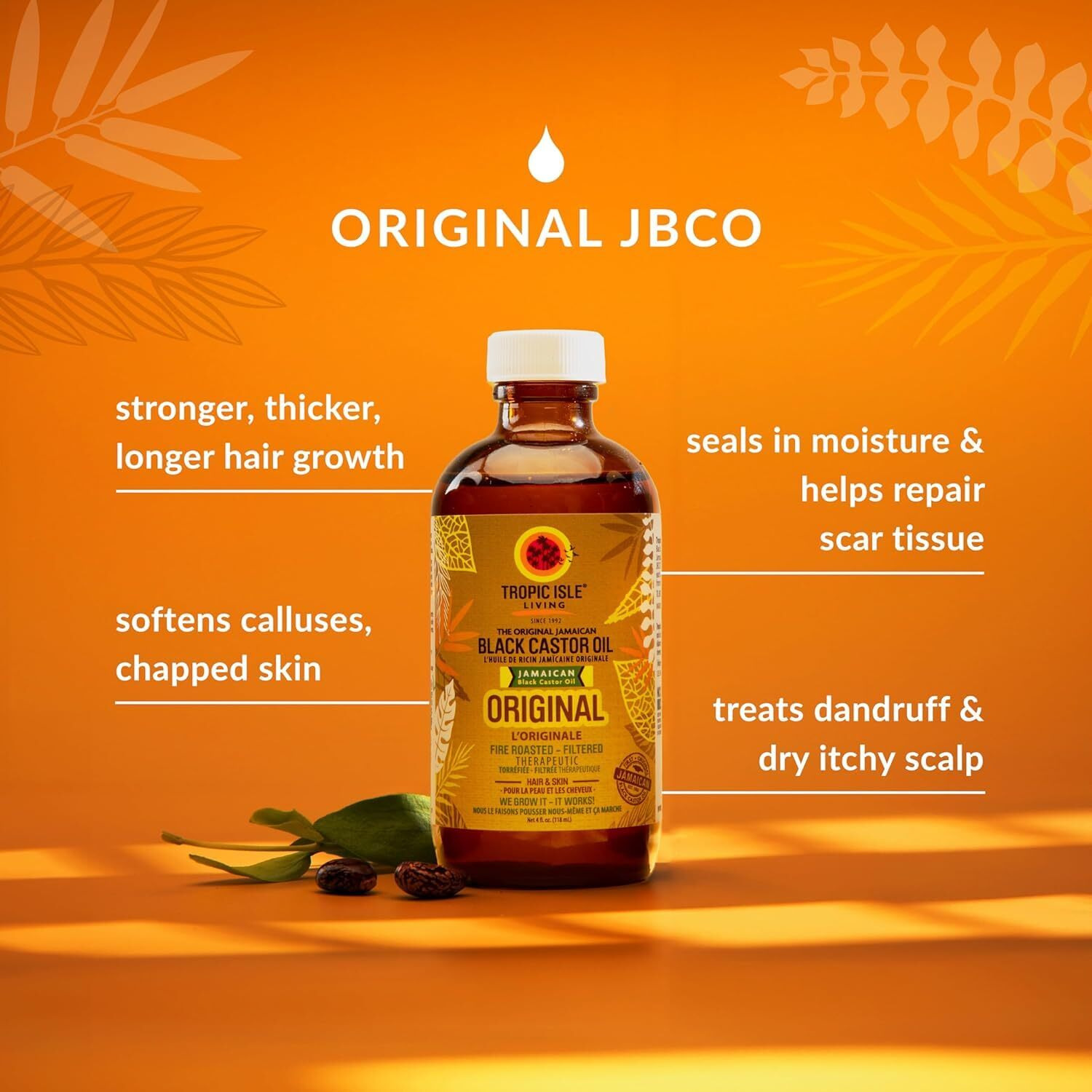 Tropic Isle Living Jamaican Black Castor Oil Glass Bottle (4 oz)