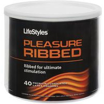 Lifestyles Pleasure Ribbed Latex Condoms 40 Pieces Bowl(D0102H5IVYG.)