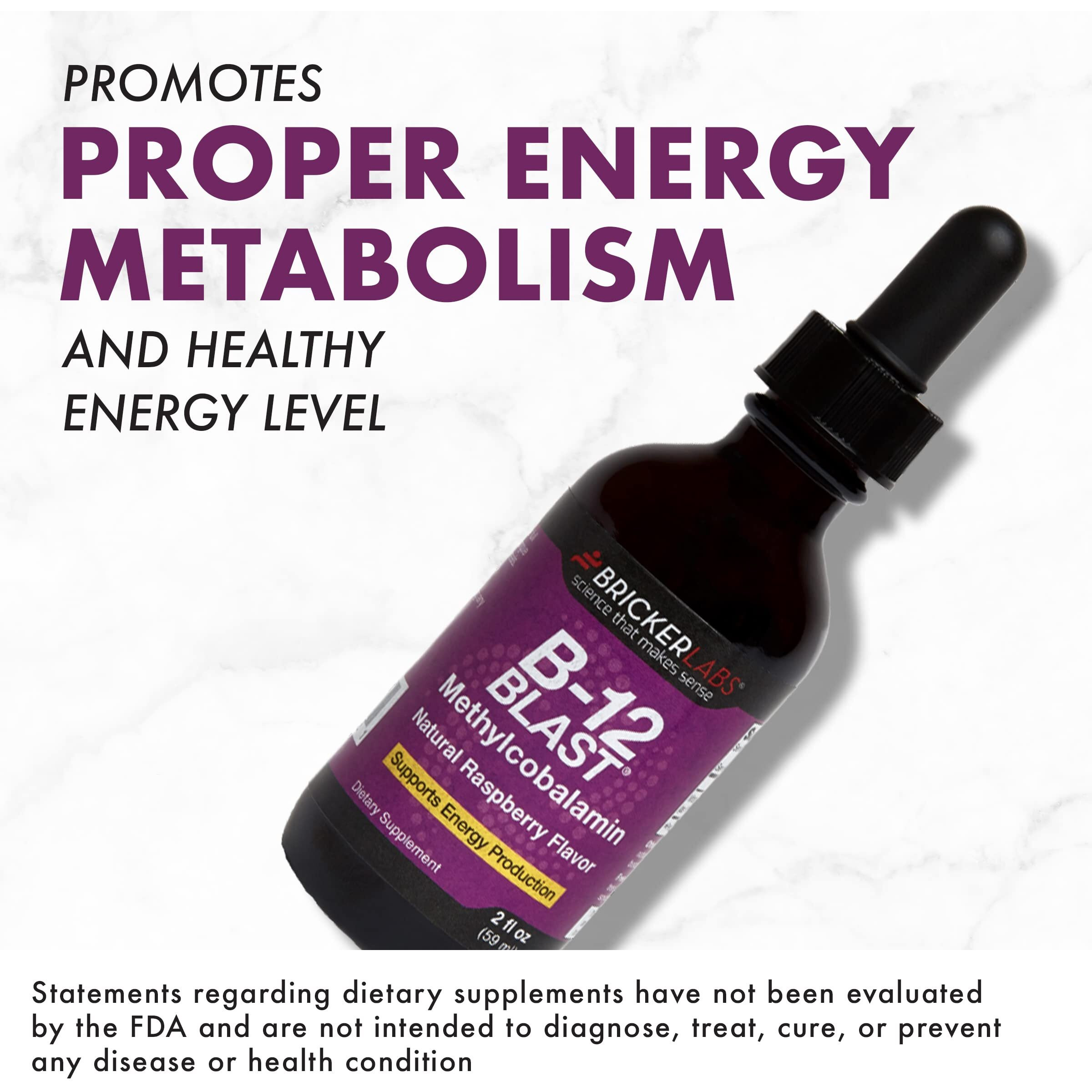Bricker Labs B12 Blast Methylcobalamin Liquid Vitamin B12, Energy Vitamins, Energy Supplement 1000mcg