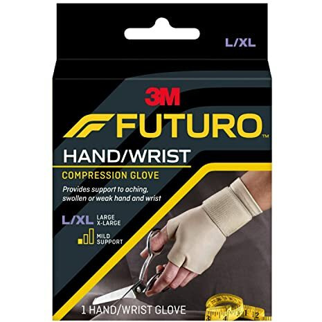 FUTURO Compression Glove, Provides Mild Support to Aching, Weak Hands and Wrists, L/XL