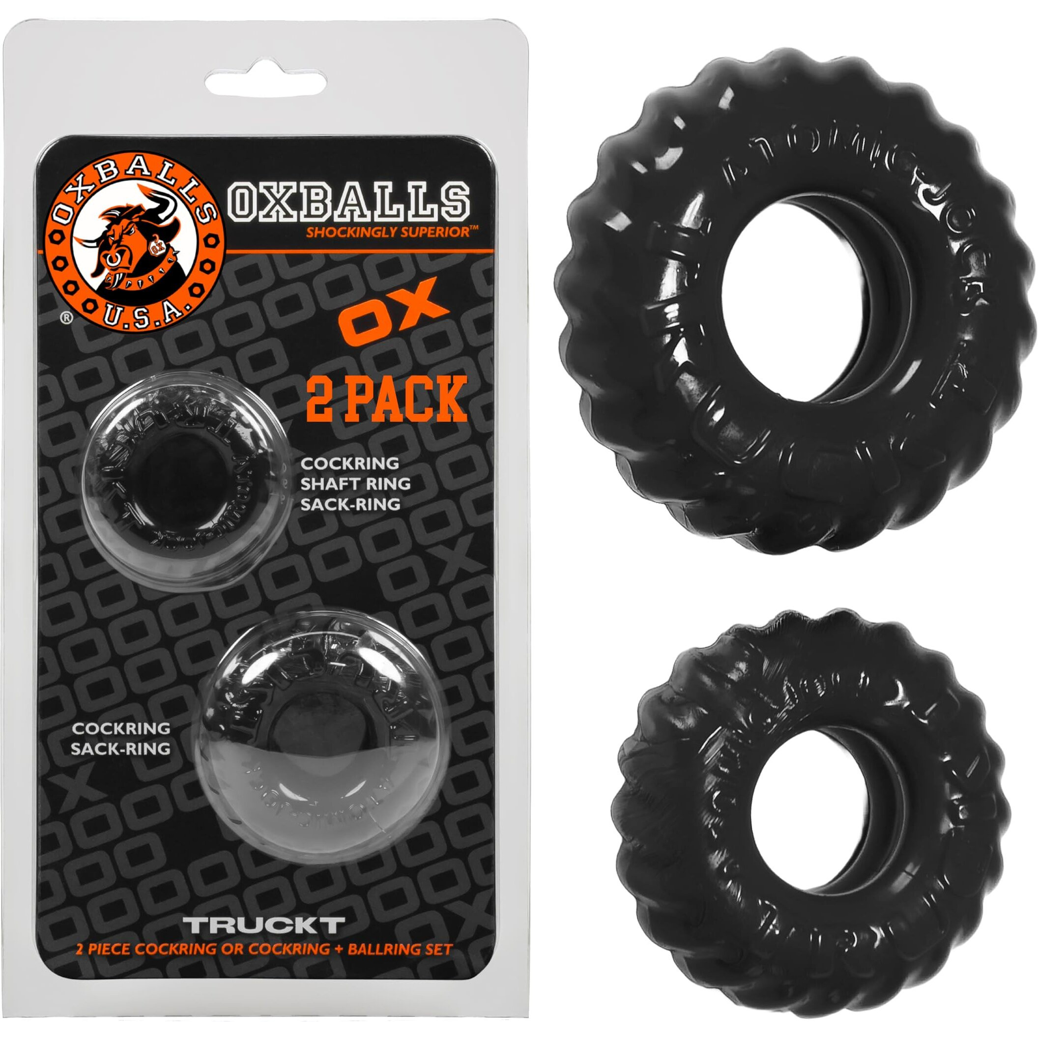 Oxballs Truckt 2 Piece Cock Ring Set Black(D0102H522KV.)
