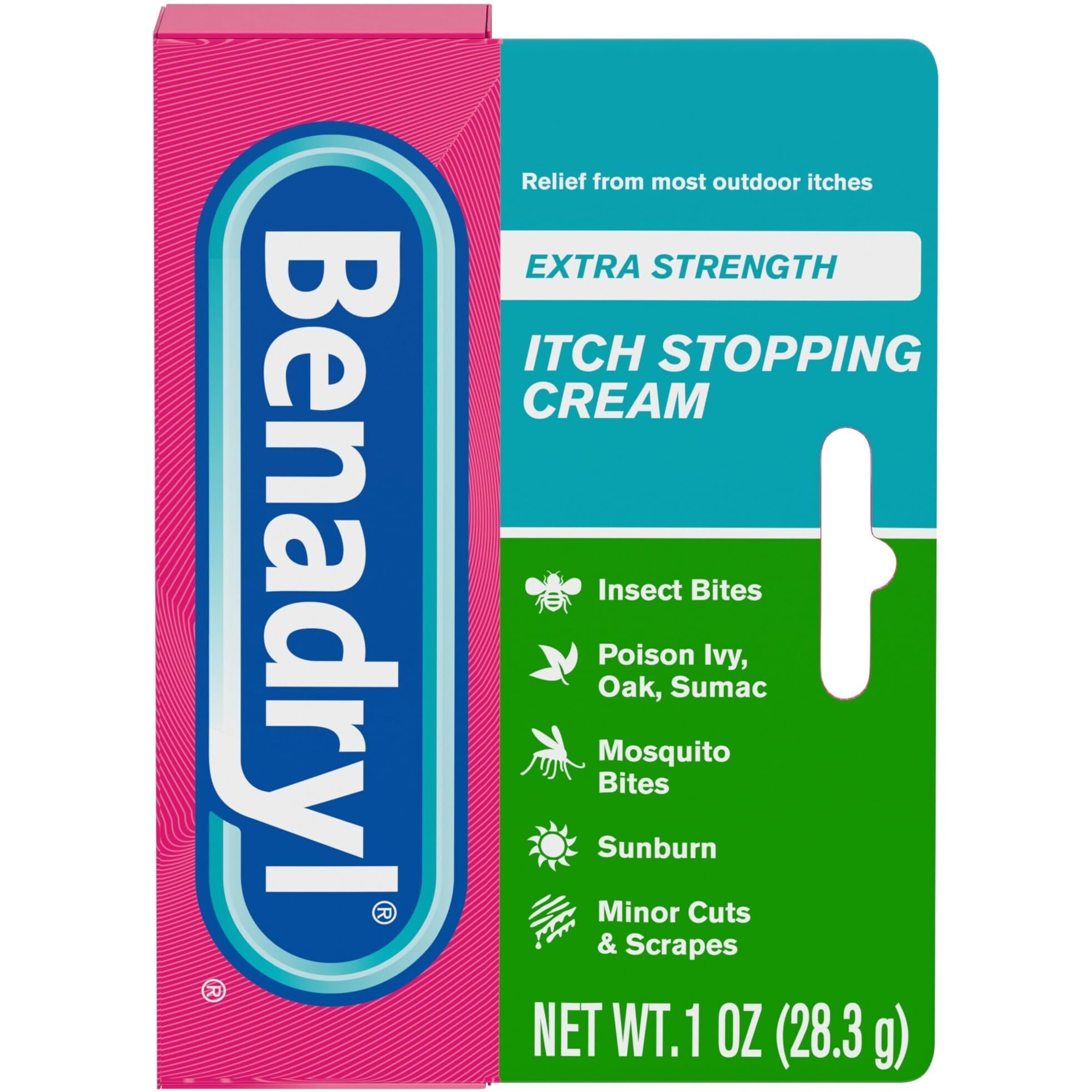 Benadryl Extra Strength Itch Stopping Anti-Itch Cream with Histamine Blocker, Diphenhydramine HCl Topical Analgesic & Zinc Acetate Skin Protectant for Relief from Most Outdoor Itches, 1 oz