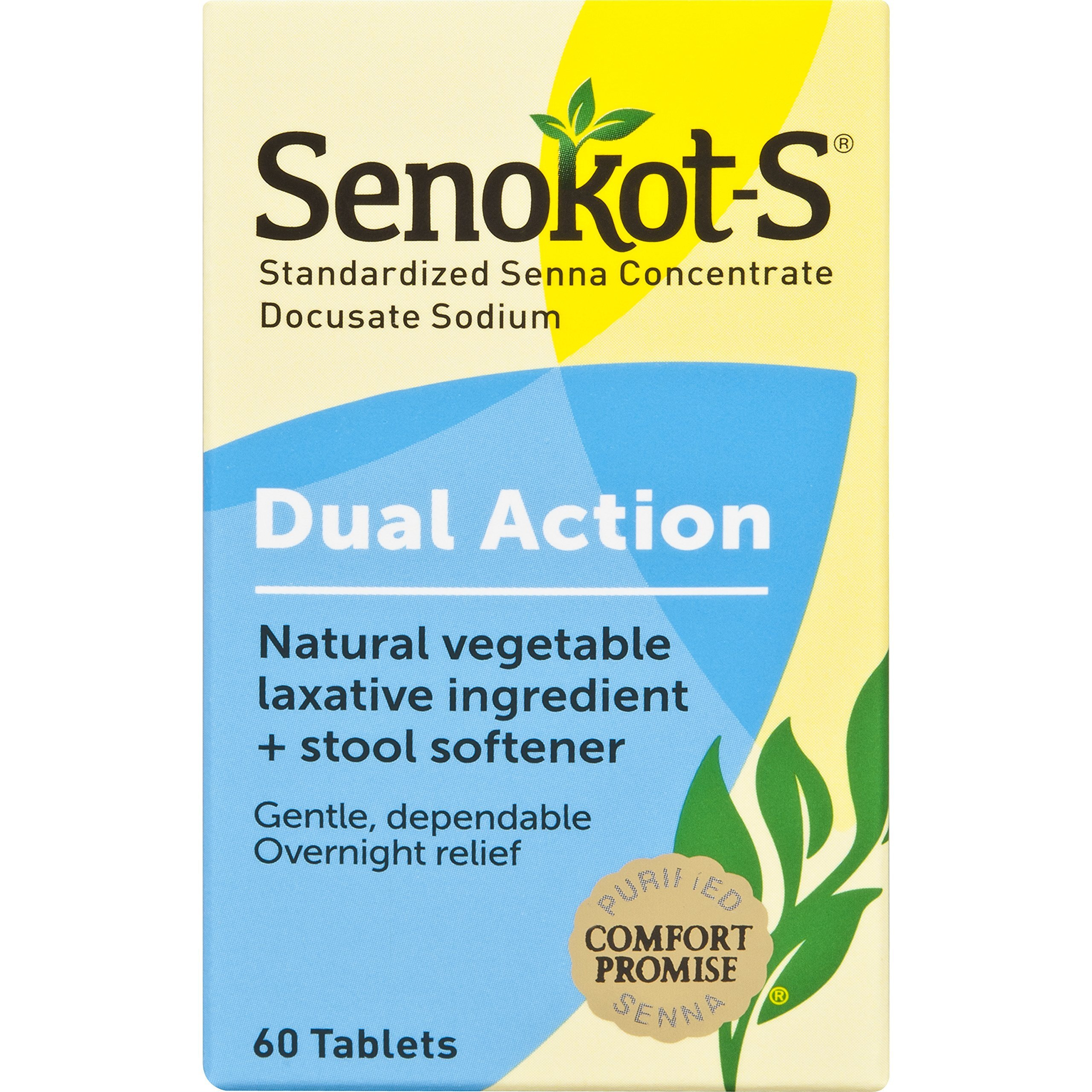 Senokot-S Natural Vegetable Laxative Ingredient Tablets, 60 Count