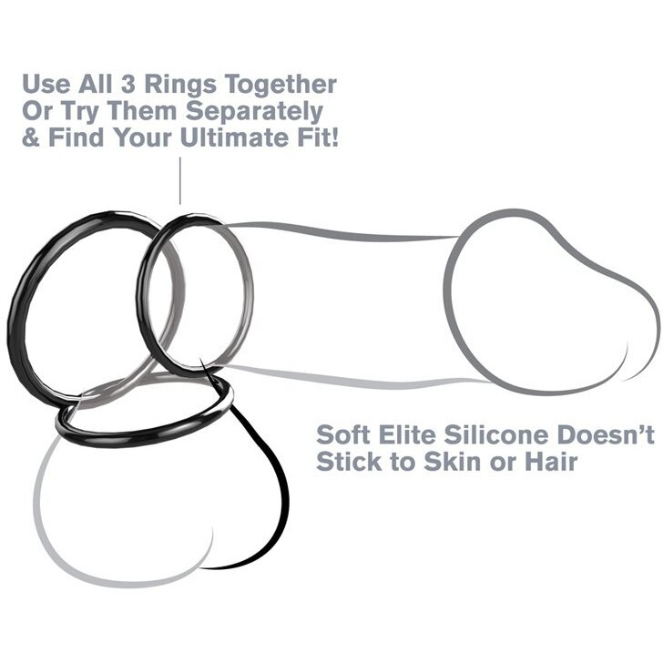 Fantasy C-Ringz Silicone 3 Ring Stamina Set Black(D0102H7TDVV.)
