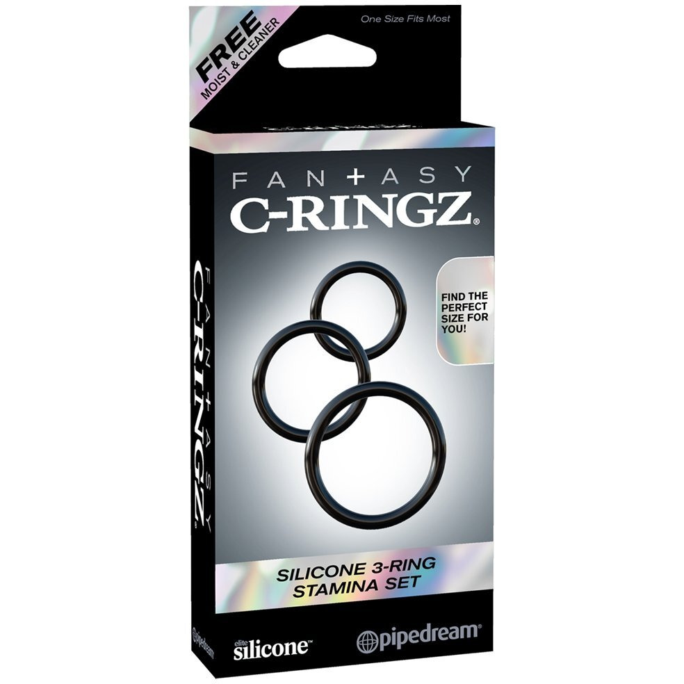 Fantasy C-Ringz Silicone 3 Ring Stamina Set Black(D0102H7TDVV.)