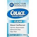 Colace Clear Stool Softener, 50mg Soft Gels 28 Count, Docusate Sodium Stool Softener for Gentle, Dependable Relief, Doctor Recommended