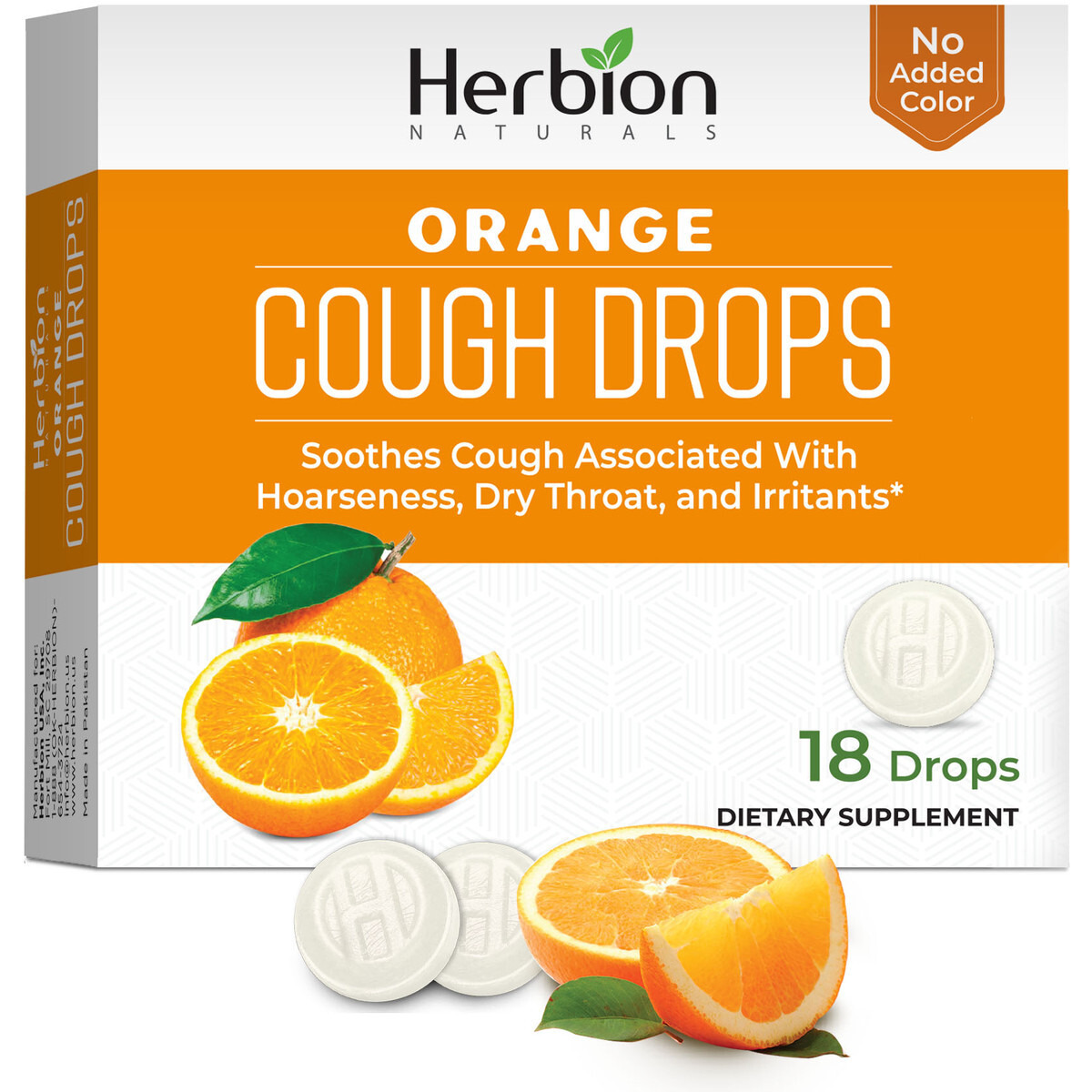 Herbion Naturals Cough Drops - All Natural - Orange - 18 Drops