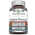 Amazing Formulas Choline Bitartrate - 650 MG, 180 Tablets (Non-GMO, Gluten Free) - Supports Nerve & Brain Health - Promotes Cellular Function - Cognitive Support