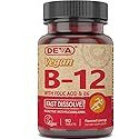 DEVA Vegan Vitamin B12 Fast Dissolve Supplement - Once-Per-Day Complex with 1000 Mcg Methylcobalamin B12, Folic Acid, B6 - Lemon Flavor - 90 Dissolvable Tablets,