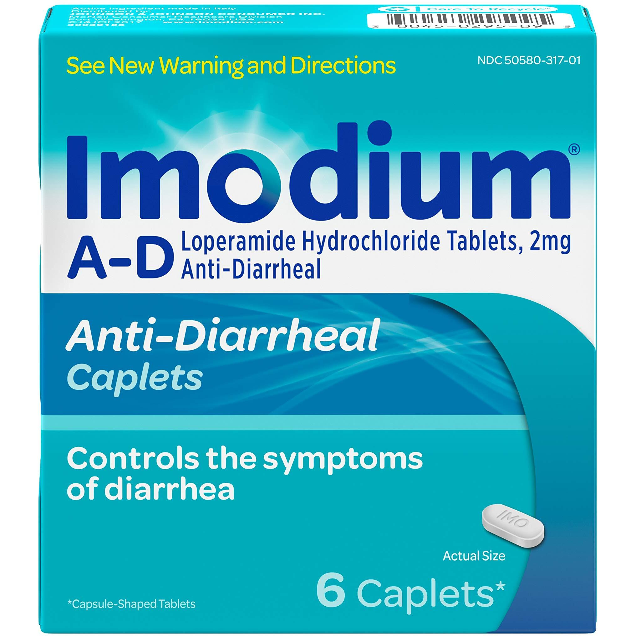 Imodium A-D Diarrhea Relief Caplets, Loperamide HCl Anti-Diarrheal Medicine, 6 ct.