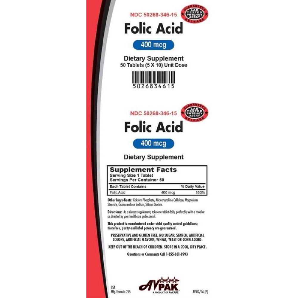 Folic Acid 400MCG, 50 Tablets