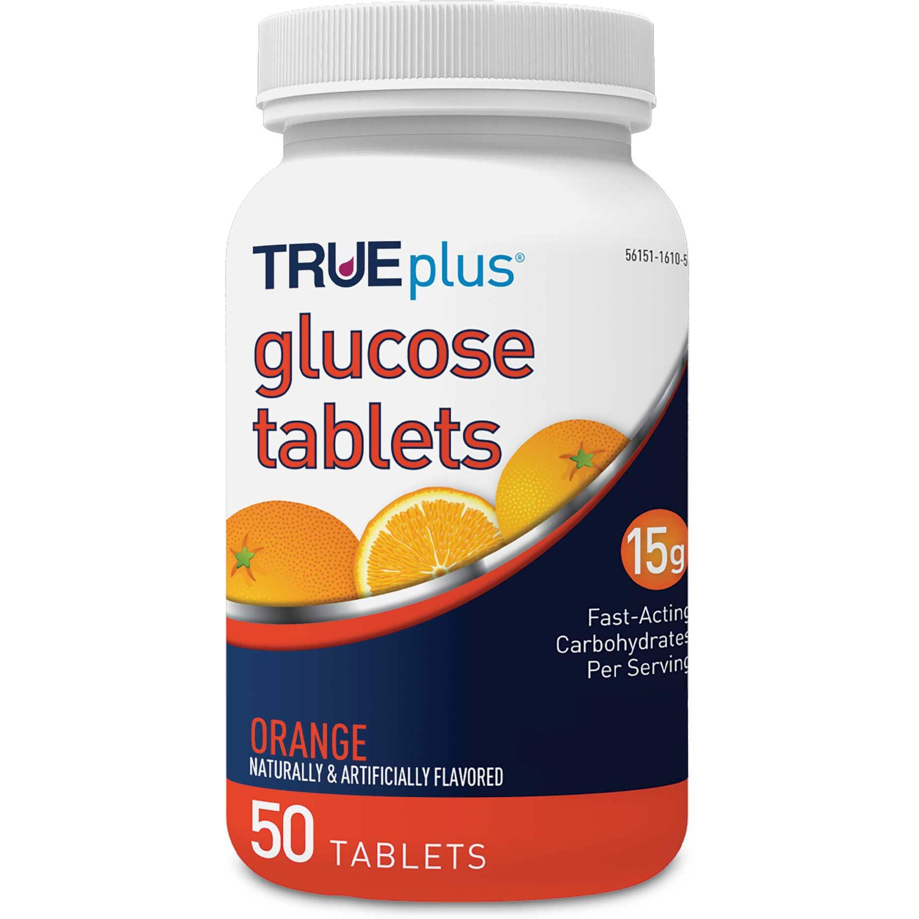 TRUEplus Glucose Tablets, Orange - 50ct