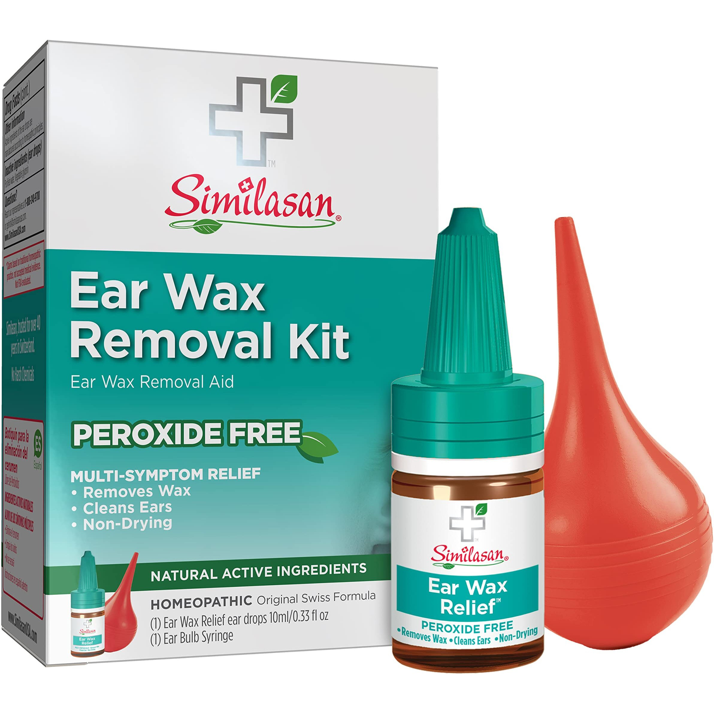 Similasan Ear Wax Removal Kit, 0.33 Ounce Bottle, Ear Drops with Bulb Syringe, Temporary Ear Relief, Remove Ear Wax, Clean Ears