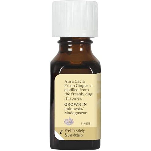 Aura Cacia Fresh Ginger Essential Oil, GC/MS Tested For Purity, 15ml (0.5 fl. oz.)