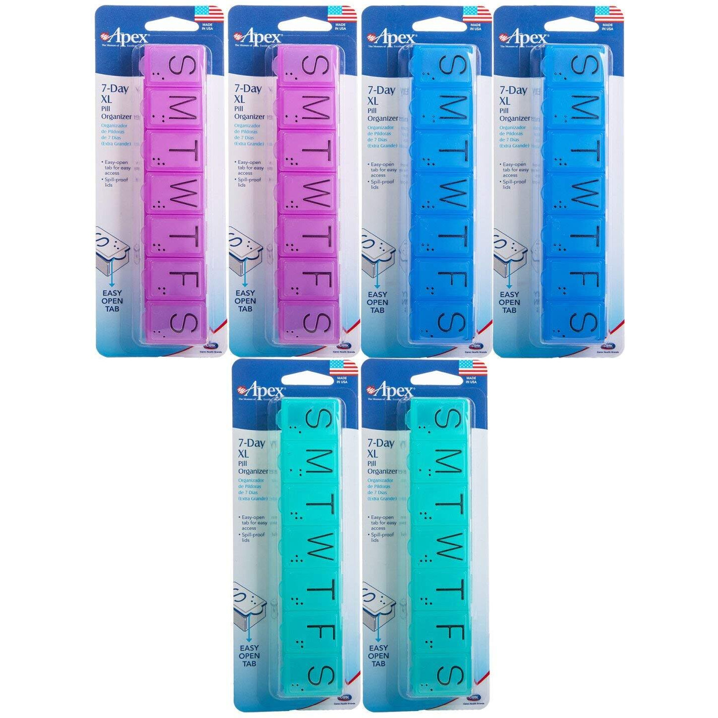 Apex 7-Day Pill Organizer X-Large 1 Each (Pack of 6)