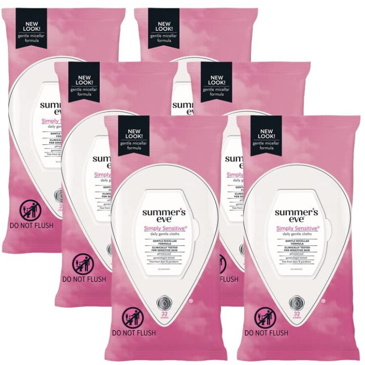 Summers Eve Cleansing Cloths 32 Count Simply Sensitive (6 Pack)
