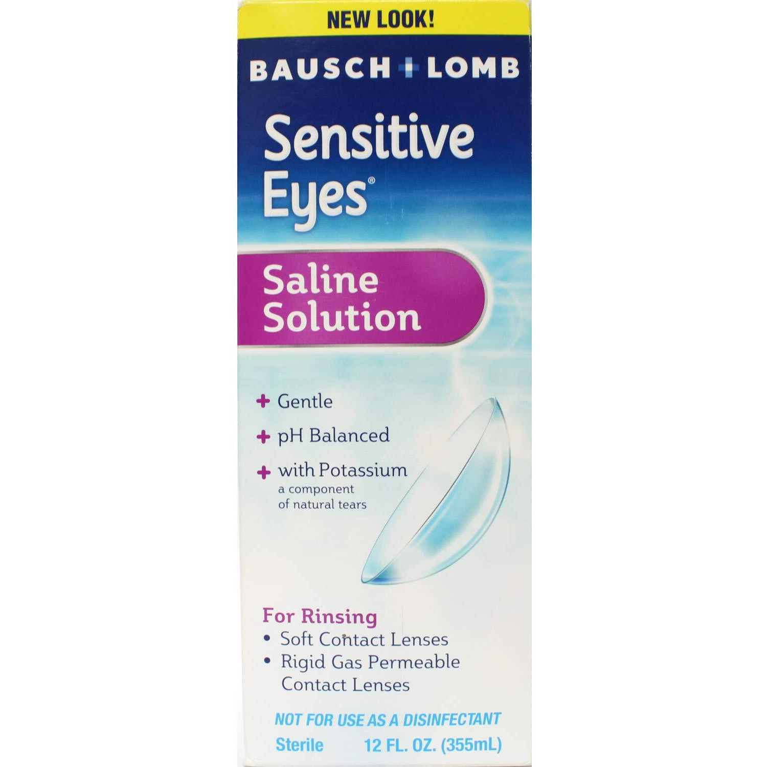 Bausch & Lomb Sensitive Eyes Plus Saline Solution, 12 Oz (Pack of 2)